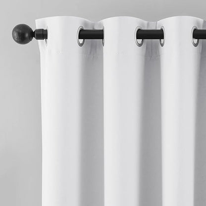 Beauoop White 100% Blackout Curtains 63 Inch Long 2 Panels