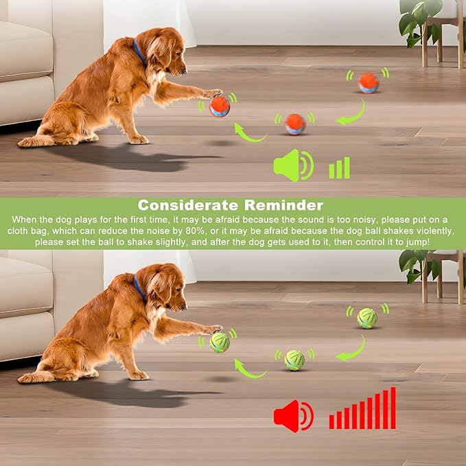 Dog Toys Dog Ball, Durable Motion Active Rolling Balls with Remote Control LED Light, Rubber Peppy Pet Balls for Medium Large Dogs, USB Rechargeable, 3.2-in Diameter (Green)