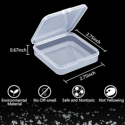 SATINIOR 24 Packs Small Clear Plastic Beads Storage Containers Box with Hinged Lid for Storage of Small Items, Crafts, Jewelry, Hardware (2.76 x 2.76 x 0.67 Inches)