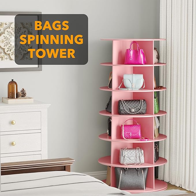 SpaceAid 6 Tier Rotating Shoe Rack Tower, Spinning Shoe Display Lazy Susan