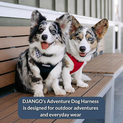 Adventure Dog Harness - Stylish and Durable Medium Dog Harness for Outdoor Adventures and Everyday Wear - Red Neoprene Adjustable Harness for Dogs with Reflective Piping, Solid Brass D-Ring