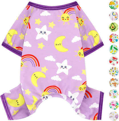 Dog Pajamas Pjs Dog Clothes for Small Dogs Girl - Boy - Small Size Dogs, Soft Stretchy Puppy Clothes Doggie Onesies Cat Pet Jammies Outfit for Chihuahua, Yorkie, Star Purple, S