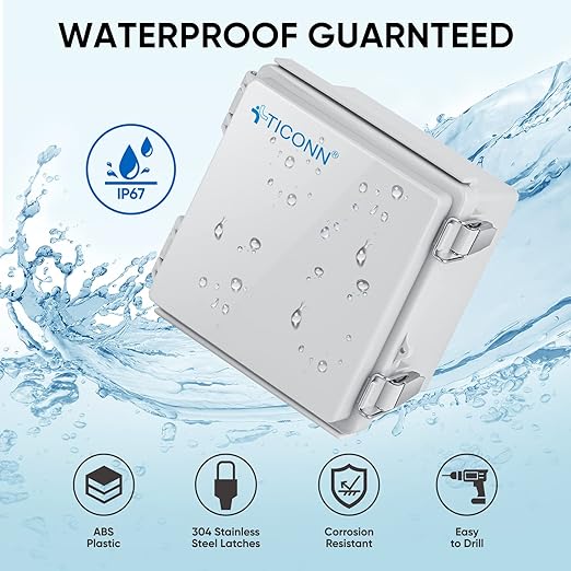 TICONN Waterproof Electrical Junction Box IP67 ABS Plastic Enclosure