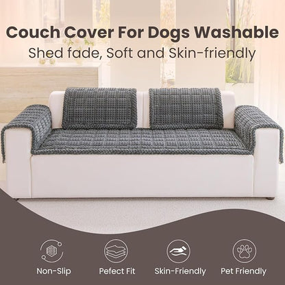 Couch Cover for Dogs Washable, Non-Slip Pet Couch Covers for Sofa, Fuzzy Dog Couch Cover Blanket, Thick, Soft, Plush Couch Cushion Covers for Sofa Protector(Dark Gray, 23.6" x 47.2"/60 x 120cm)