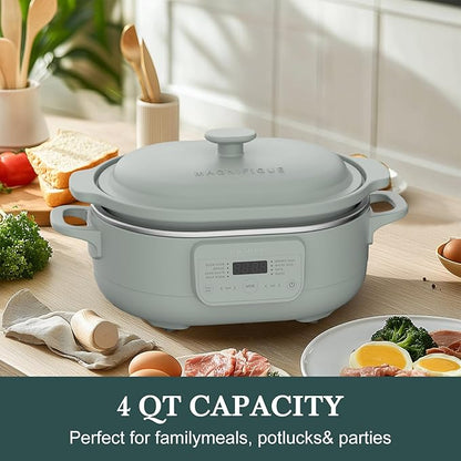 MAGNIFIQUE 4 Quart Programmable Casserole Slow Cooker, 8-in-1 Multi Cooker