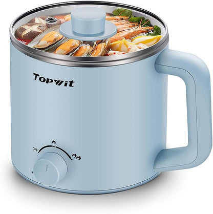 Topwit Hot Pot Electric, Electric Pot, 1.6L Ramen Cooker, Shabu-Shabu, Soup and