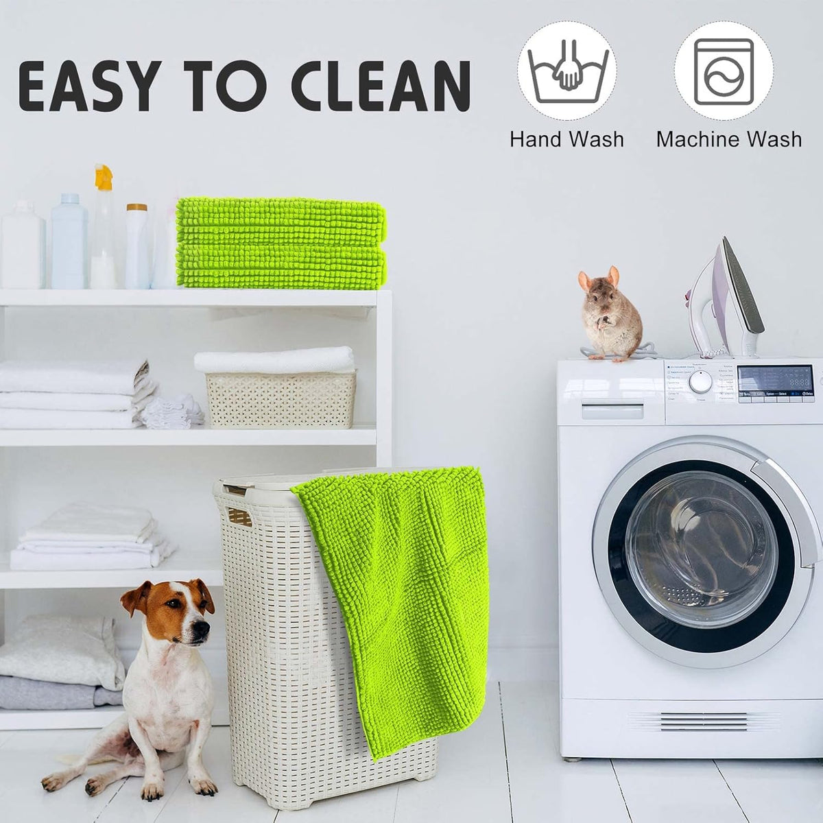 Amylove 4 Pcs Guinea Pig Cage Liner Guinea Pig Bedding Washable Fleece Pee Pads Reusable Small Animals Training Mat Small Animal Sleeping Bed for Bunny Hamster(Green,16 x 24 Inch)