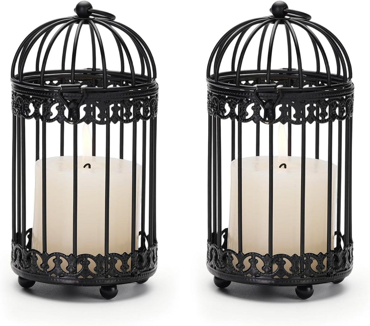 NUPTIO Vintage Bird Cage Decor: Decorative Bird Cage Candle Holder for Table - Hanging Metal Small Birdcage Tealight Votive Holders for Christmas Bridal Shower Centerpiece 6 Inch H