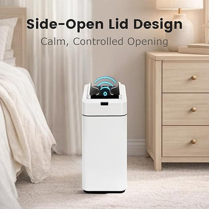 Sensor Trash Can with Butterfly Lid 2.6 Gallon Rectangular Automatic Garbage Can