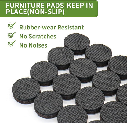 COVERCORNER Non Slip Furniture Pads 48 PCS - 32 pcs 1” Round + 16 pcs 2" Square - Anti Slip Furniture Pads - Self Adhesive Rubber Feet Furniture Feet - Chair Leg Floor Protectors