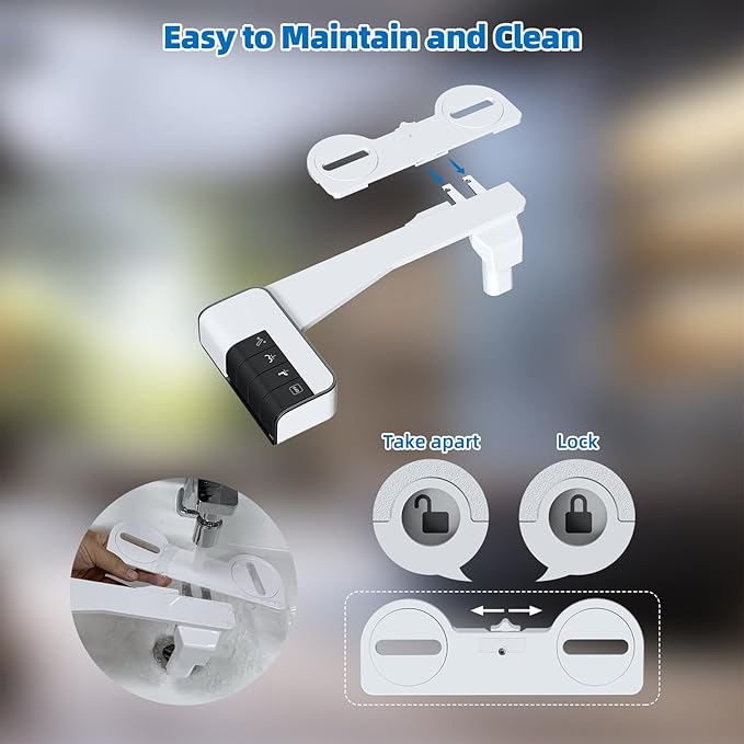 Hibbent Bidet Attachment for Toilet, Non-Electric Dual Nozzle for Frontal &