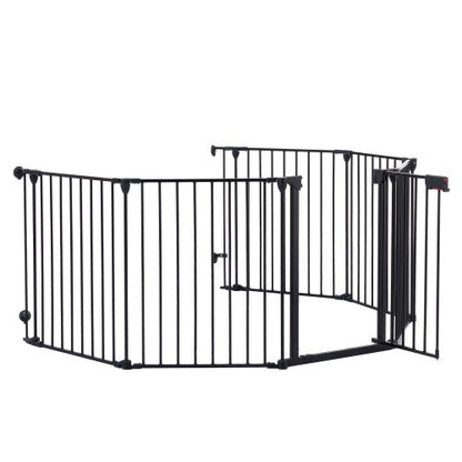 150 Adjustable Safety Gate 6 Panels Play Yard Metal Doorways Fireplace Fence Christmas Tree Fence Gate For House Stairs Gate Prohibited Area Fence