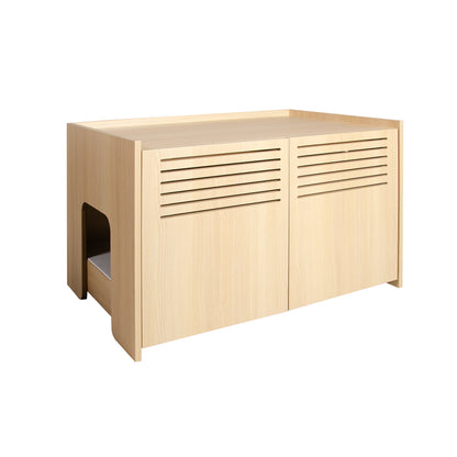 Modern Wooden Cat House with Scratching Pad , Cat Litter Box Enclosure, Spacious Hidden Cat Litter Box -33.46" x 21.06" x 21" , 45.87 lbs