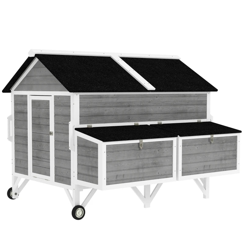 Wooden Chicken Coop W Wheels, Handles, 2 Nesting Boxes, 2 Trays, 4 Perches, Chicken Tractor For 4-6 Chickens, GrayFor Multiple Packages Being Shipped, Please Pay Attention To The Dimensions And Weigh