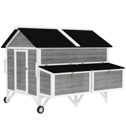 Wooden Chicken Coop W Wheels, Handles, 2 Nesting Boxes, 2 Trays, 4 Perches, Chicken Tractor For 4-6 Chickens, GrayFor Multiple Packages Being Shipped, Please Pay Attention To The Dimensions And Weigh
