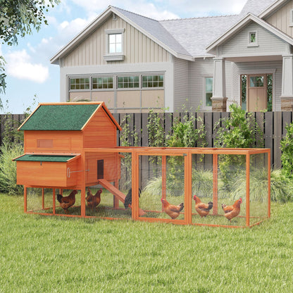 137" Wooden Chicken Coop for 4-6 Chickens, Backyard, Orange