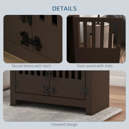 PawHut Dog Food Storage Cabinet With Bowls & Dog Feeding Station, Espresso
