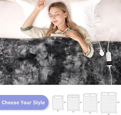 Electric Heated Blanket Full 72''x84''Size Faux Fur Heating Blanket 10 Heating