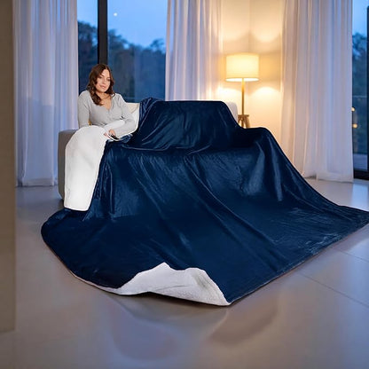 Heated Blanket Electric Luxurious Fleece Queen Blanket, 9 Heat Settings & 12H