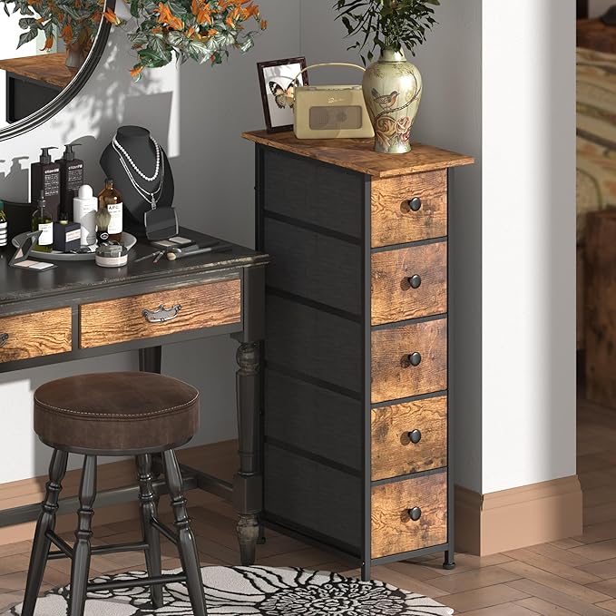 GiftGo Narrow Dresser Vertical Slim Dresser Chest of Drawers Skinny Storage