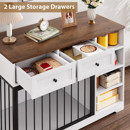 Large Crate TV Stand. Hides the kennel, keeps the room looking pulled together.
