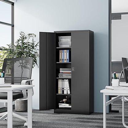 Metal Storage Cabinet-72” Black Tall Steel File Cabinets