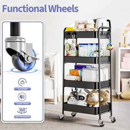 TOOLF 4-Tier Metal Rolling Cart
