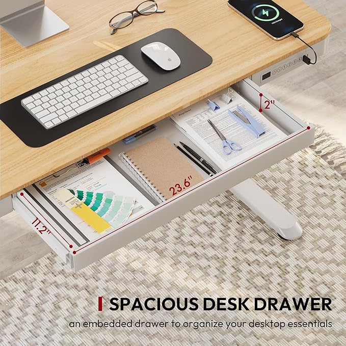 Standing Desk with Drawer, Electric Height Adjustable Home Office Desk with