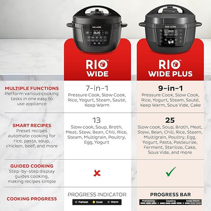 Instant Pot RIO Wide Plus, 9-in-1 Electric Pressure Cooker, 35% Larger Cooking