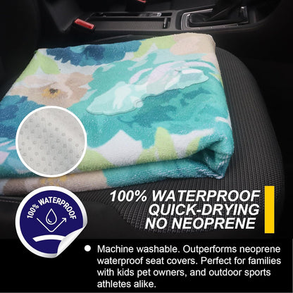 Back Seat Cover for Car Trucks Van SUV,Waterproof Rear Bench Towel Seat Covers for Dogs and Kids,Automotive Backseat Protector (Chrysanthemum)