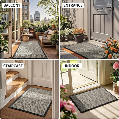 Yimobra Large Door Mat Outside Entrance 47x32, Waterproof Heavy Duty Outdoor Mats for Front Door, Non Slip Rubber Entry Mat for Garage Patio Indoor, Easy Clean, Beige