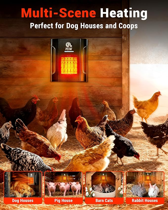 Dog House Heater – 45℉ to 113℉ Thermostat Controlled Pet House Heater