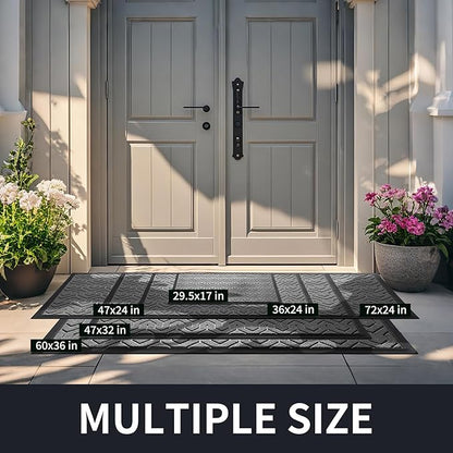Yimobra Front Door Mat Outside Entrance 29.5x17, Waterproof Heavy Duty Outdoor Mats for Front Door, Non Slip Rubber Entry Mat for Garage Patio Indoor, Grey