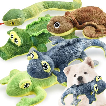 Stuffed Animal Dog Toys, 5 Pack Tough Squeaky Dog Toys, Plush Toys Assortment, Great Value Pet Toys Bundle, Woodland Series Chew Toys for Large Medium and Small Dogs Puppy Pet Toys
