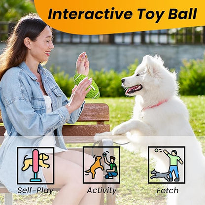Squeaky Dog Football Toy, Rubber Dog Ball Toy for Aggressive Chewers, Tough Fetch Ball, Durable and Interactive for Medium Large Dogs, Green, Large
