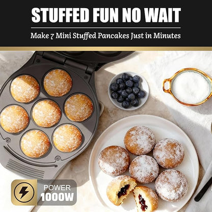 Mini Stuffed Pancakes Maker, Electric Ebleskiver Poffertjes Maker Pan, Danish