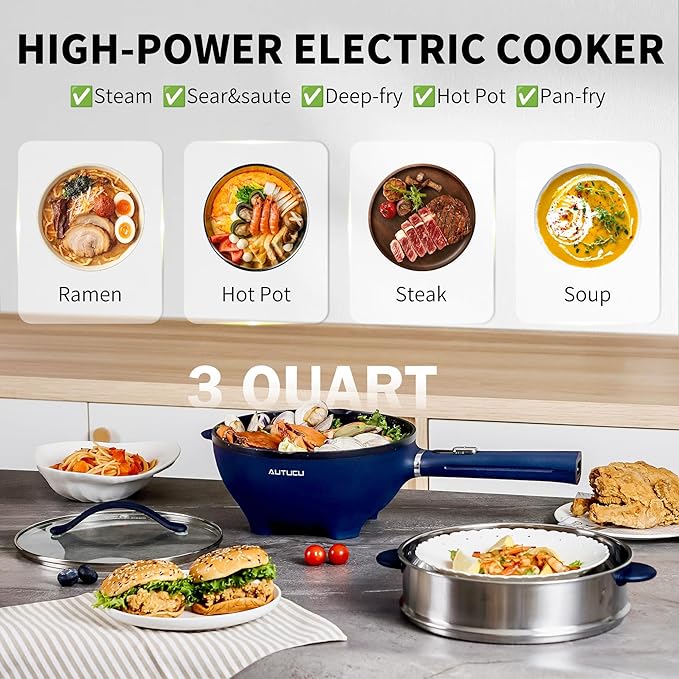 3-Quart Electric Hot Pot & wok Nonstick