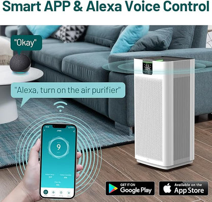 Jafända Air Purifiers for Home Office 4575 ft², APP & Alexa, Ture HEPA 13
