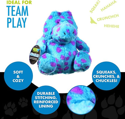 Hero - Chuckles Polka-Dotted Alligator Plush Dog Toy - Dog Squeaky Toys - Durable Stuffed Animal with 3 in 1 Squeaker
