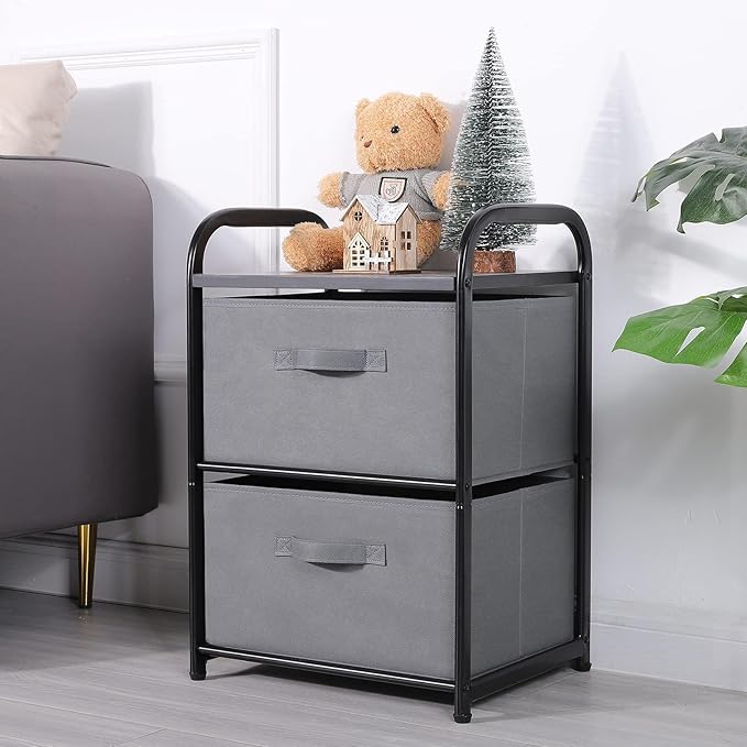 Dresser for Bedroom with 2 Drawers, Wide Chest of Drawers, Fabric Dresser