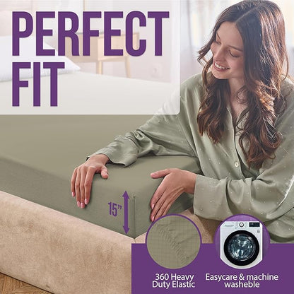 Earth Grounding Sheets California Size with 12% Silver Fiber & 4% Silk & 84% Cotton - Green - SGS Quality Certified Grounded Well Bed Sheet - Conductive Fitted Sheet for Better Sleep