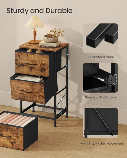 SONGMICS Dresser for Bedroom, Chest of Drawers, 3 Non-Woven Fabric Drawers