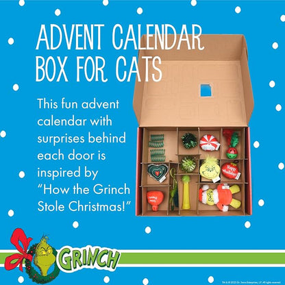 Dr. Seuss for Pets How the Grinch Stole Christmas Cat Advent Box with 12 Surprise Toys and Accessories Cat Stocking Stuffers, Cat Christmas Gifts, Christmas Gifts for Cats