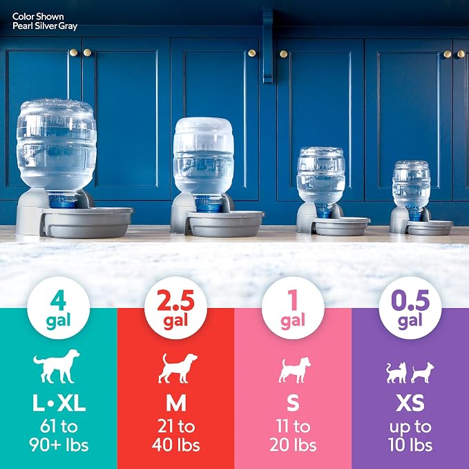 Petmate® Replendish® Automatic Dog Water Dispenser Gravity Pet Waterer with Microban Antimicrobial Protection, 100% BPA Free - 2.5 Gallon, Wide Mouth Bowl, with 2 Extra Filters