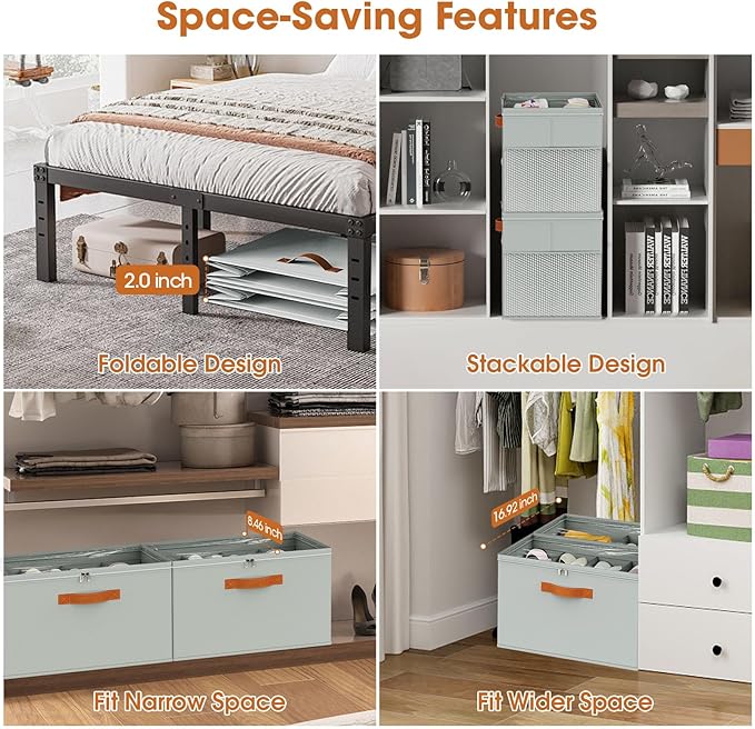 2 Pack Shoe Organizer for Closet, Foldable Shoe Storage Organizer