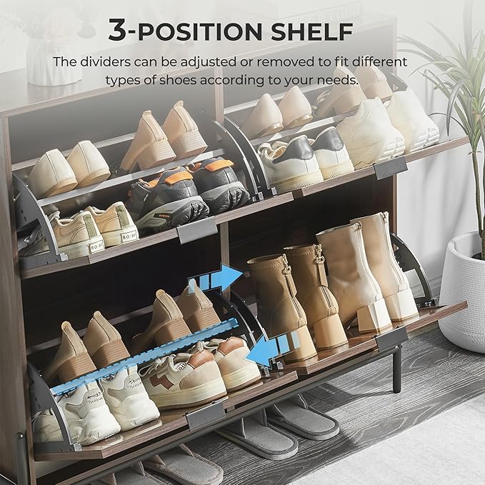 Shoe Cabinet Storage with 4 Flip Drawers, Narrow Hidden Shoes Organizer Cabinet