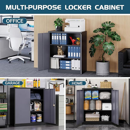 MIIIKO Metal Storage Cabinet, Base Cabinets 2 Door, Steel Storage Cabinets