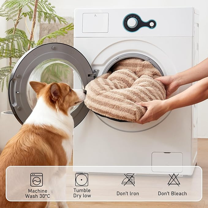FURTIME Washable XL Dog Bed for Extra Large Dogs, Deluxe Dog Crate Beds | Comfy Fluffy Kennel Pad Anti-Slip Pet Sleeping Mat, Machine Washable Dogs Pillow, 40"x27"x3.5", Brown