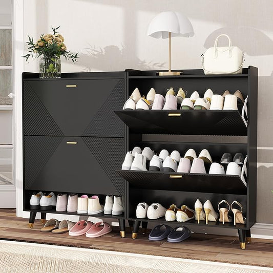 Shoe Cabinet Storage for Entryway, Shoe Organizer Cabinet Flip Drawers Narrow