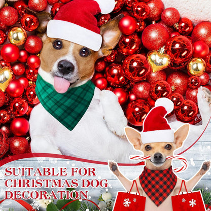 Abbylike 50 Pieces Christmas Plaid Dog Bandanas Bulk Xmas Bandanas for Dogs Triangle Kerchief Bibs Scarf Set for Christmas Pet Costume Accessories Decoration (25.6 x 17.7 x 17.7)